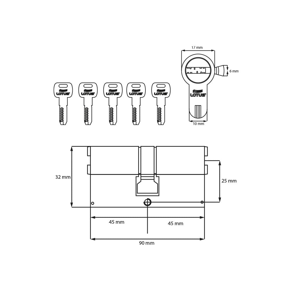 Cilindro reforzado 90mm satin llave-llave megacanal 5 llaves