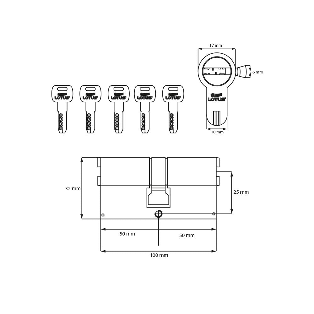 Cilindro reforzado 100mm satin llave-llave megacanal 5 llaves