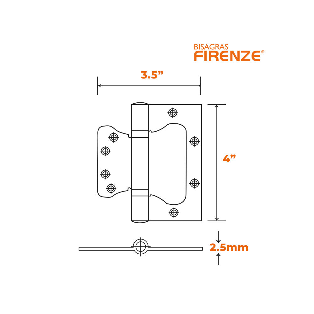 Bisagra firenze mod. Omega 4"x3.5"x2.5mm (3 piezas)