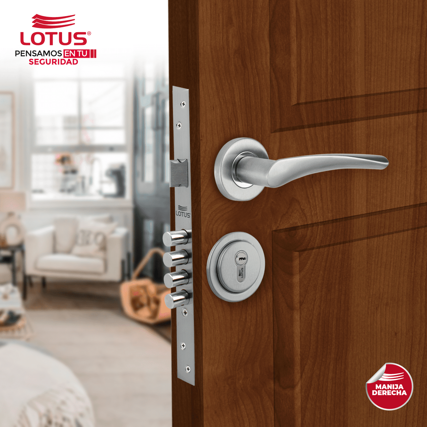 Kit cerradura 4 pines 2 golpes ss304 bocallave decorativo manija cagliari