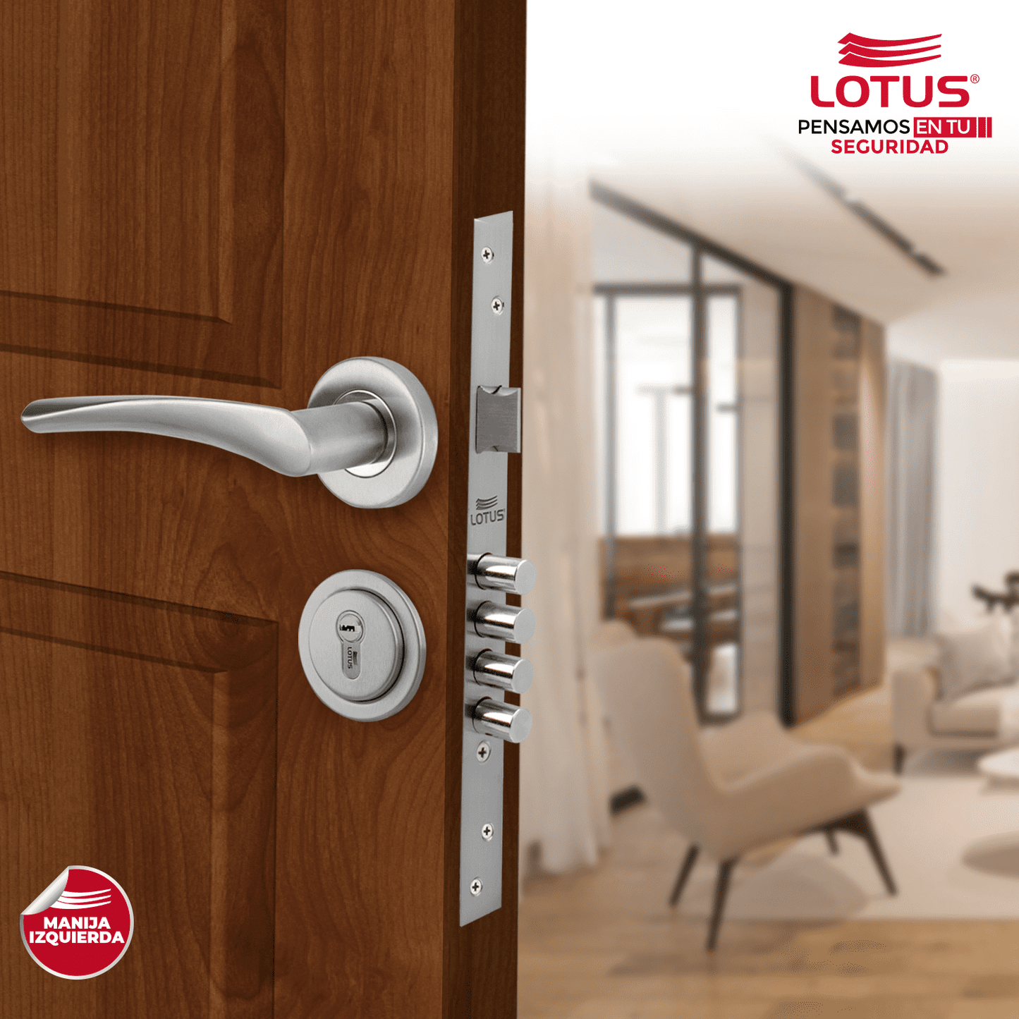 Kit cerradura 4 pines 2 golpes ss304 bocallave decorativo manija cagliari