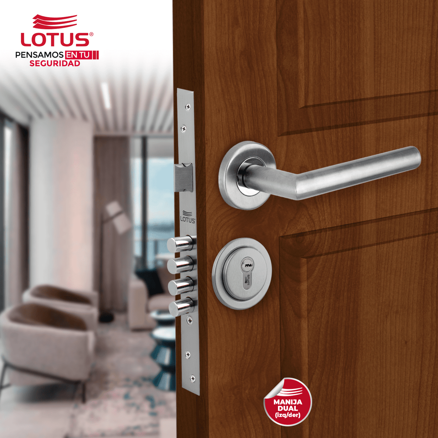 Kit cerradura 4 pines 2 golpes ss304 bocallave decorativo manija dubai