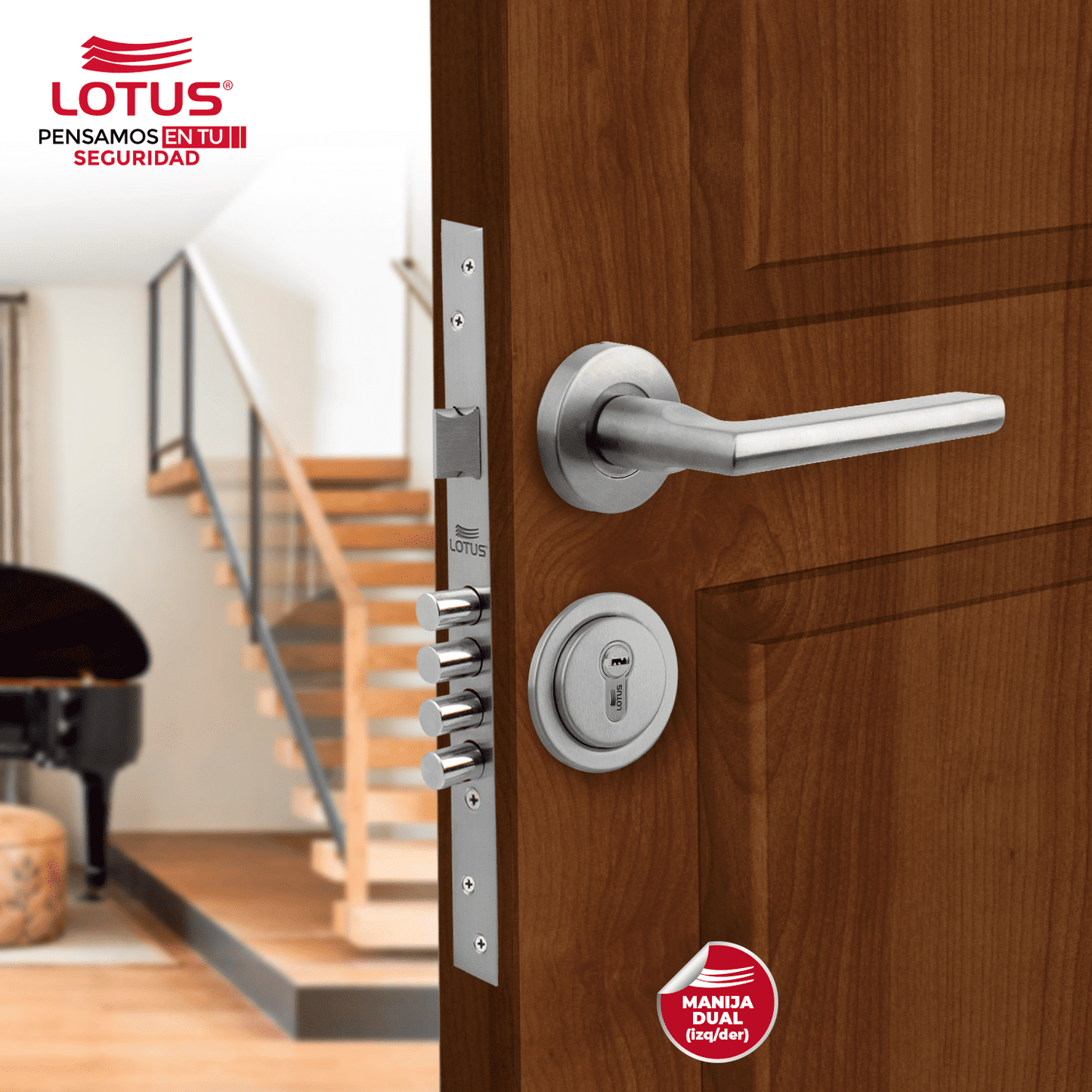 Kit cerradura 4 pines 2 golpes ss304 bocallave decorativo manija bruselas