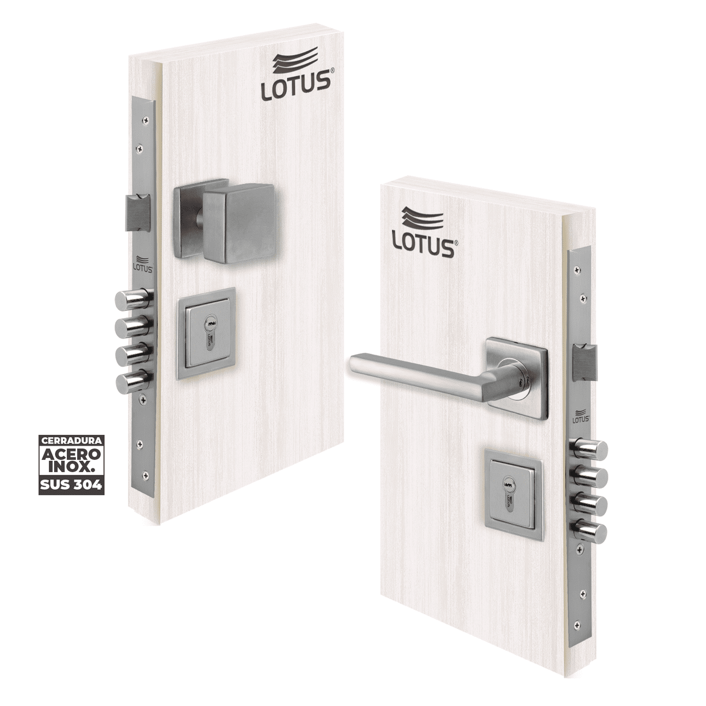 Kit cerradura 4 pines 2 golpes ss304 bocallave decorativo manija bruselas sqr