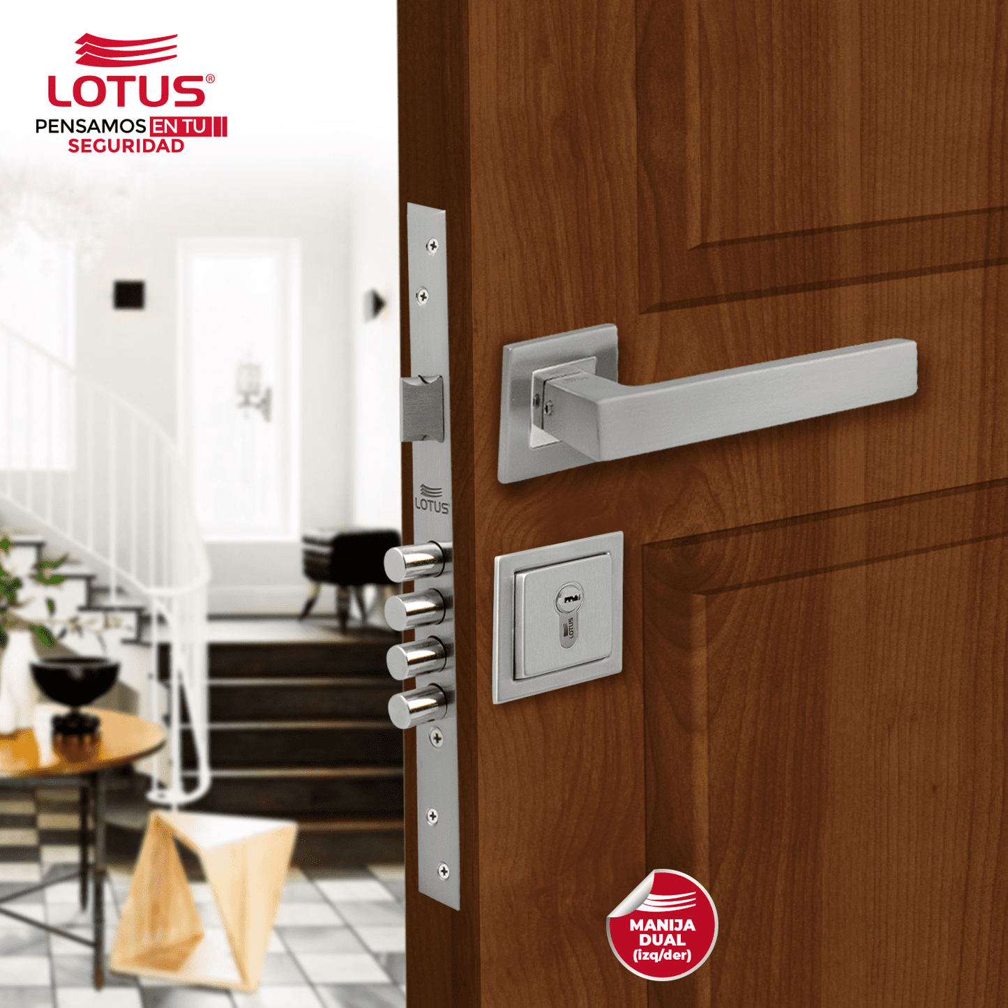 Kit cerradura 4 pines 2 golpes ss304 bocallave decorativo manija vanyo