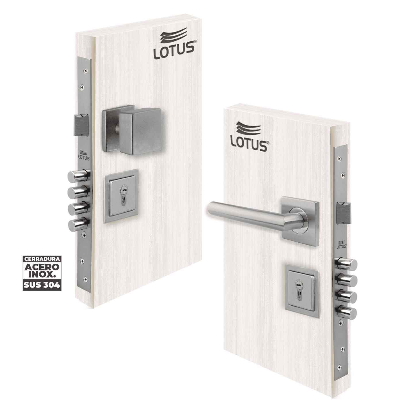 Kit cerradura 4 pines 2 golpes ss304 bocallave decorativo manija dubai sqr