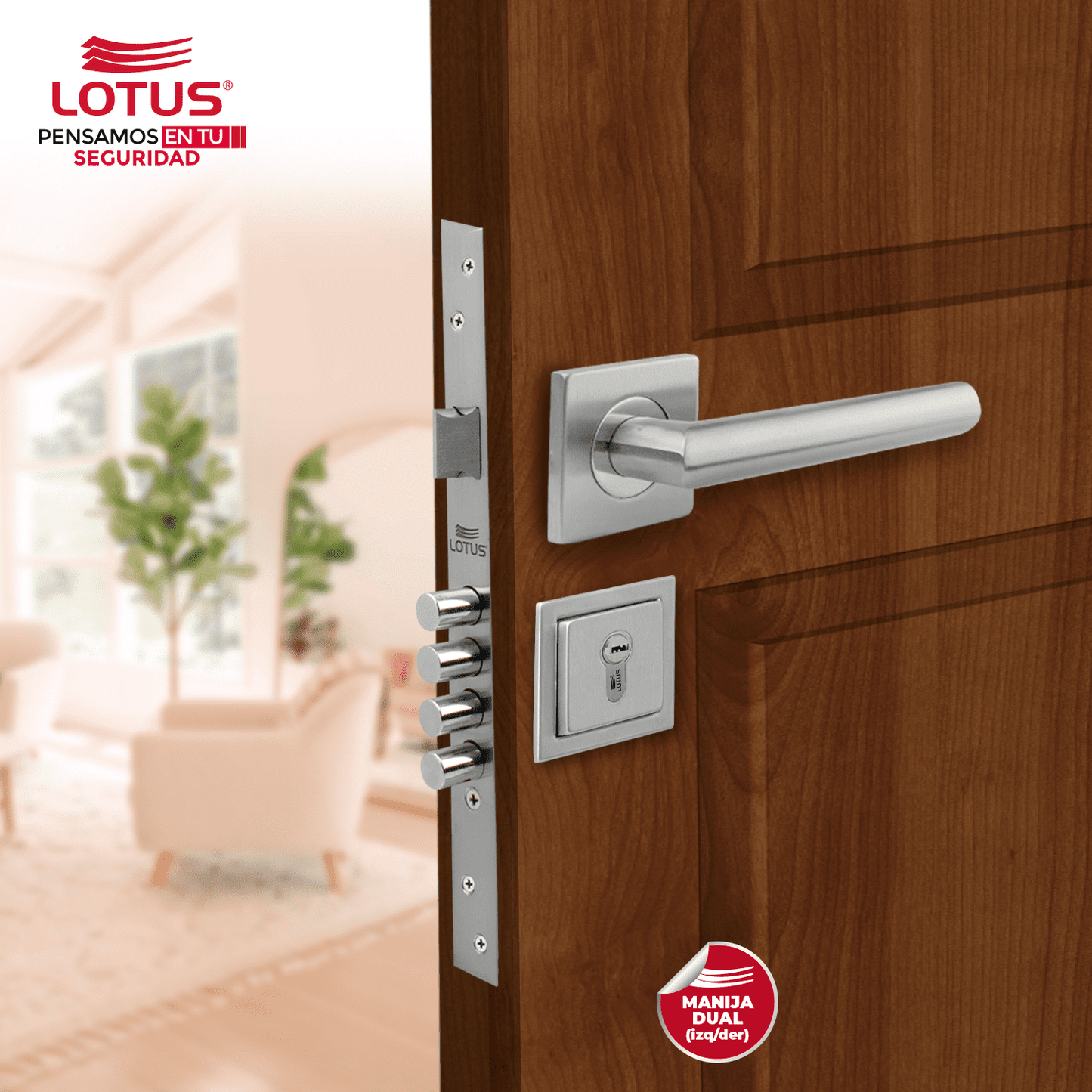 Kit cerradura 4 pines 2 golpes ss304 bocallave decorativo manija dubai sqr