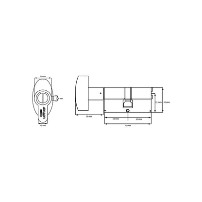 Cilindro 70mm satin mariposa-baño