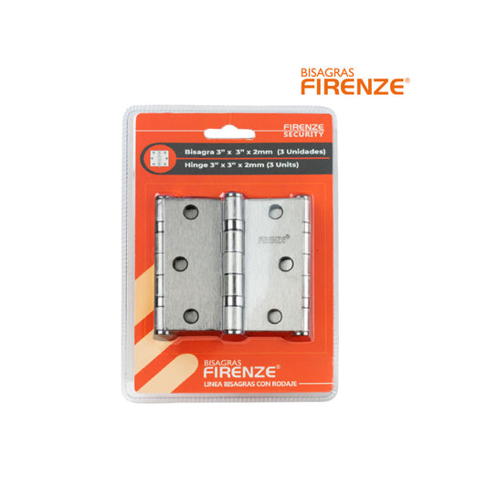 Bisagra firenze 3"x3"x2mm (3 piezas) acerado