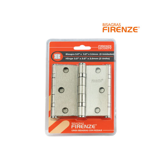 Bisagra firenze 3.5"x3.5"x2.5mm (3 piezas) acerado