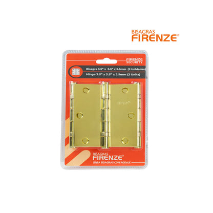 Bisagra firenze 3.5"x3.5"x2.5mm (3 piezas) dorado