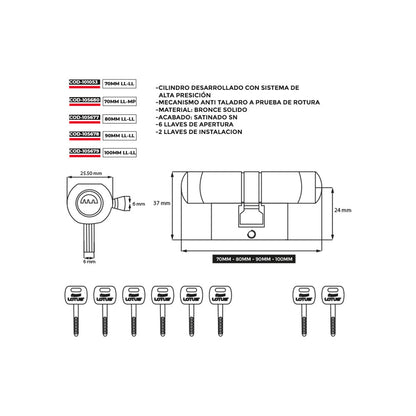 Cilindro para cerradura multipunto mp710